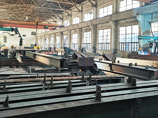 Steel structure fabrication workshop with H-beam production line